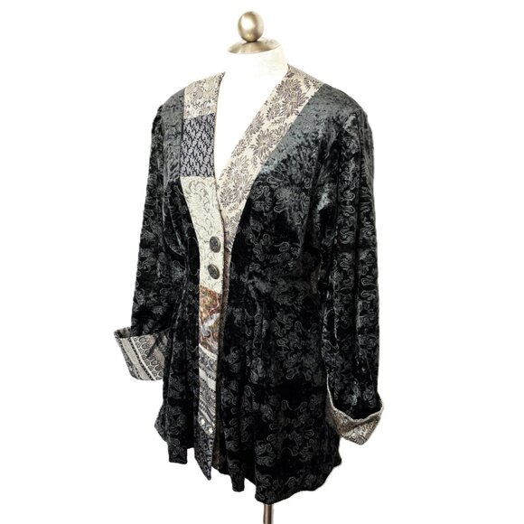 Donna Jessica Art To Wear Gray Velvet Lagenlook Victorian Style Jacket 90’s Vint - Picture 2 of 15